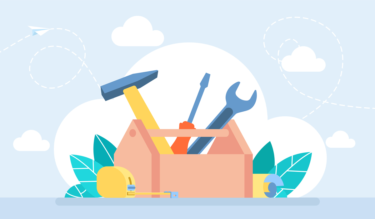Illustration of tools in a toolbox