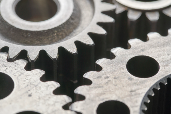 Macro view of gears connecting
