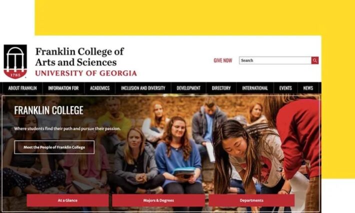 Franklin College of Arts and Sciences homepage screen capture