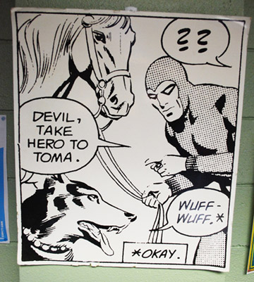 comic book panel reads -- Devil, take Hero to Toma