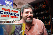 Jeff with his comic book display