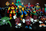 shelf full of office toys