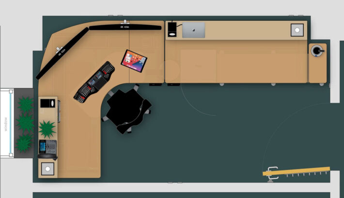 office plan showing jonathan's desk set-up